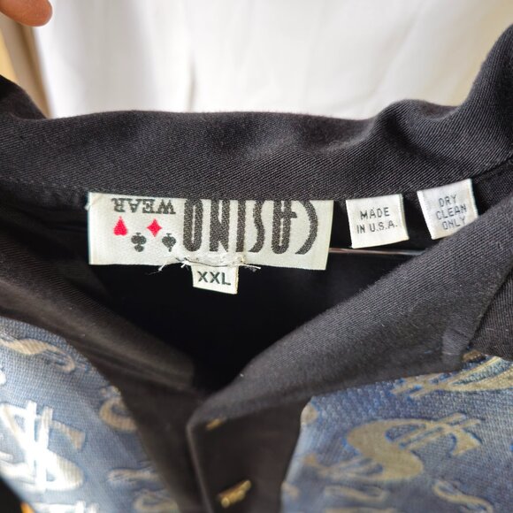 Casino Wear Black Short Sleeve Shirt w/ Blue/Silver Metallic $$ Panels XXL - Picture 2 of 4